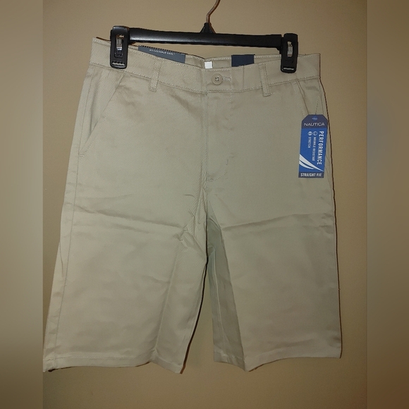 Nautica Tan Flat Front Shorts for Everyday Wear, Size Boys 18 - Picture 1 of 5